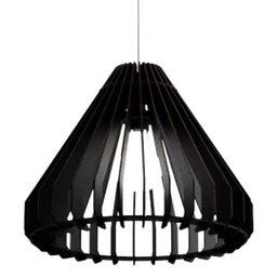 Luminária Teto tipo Pendente CONE MDF - Completa - Cor: Preta - 1