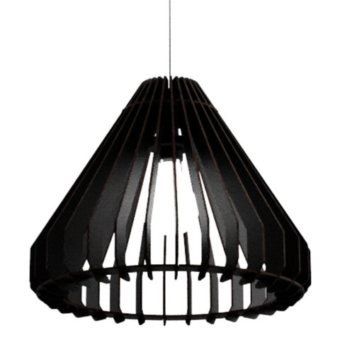 Luminária Teto tipo Pendente CONE MDF - Completa - Cor: Preta