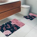 Ver imagem 1 de Jogo Tapetes para Banheiro 2 Peças Flores Rosas Único