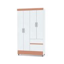 Ver imagem 1 de Guarda-roupa Utebo 4 Portas Branco Camarim Puxadores Metalizados Solteiro