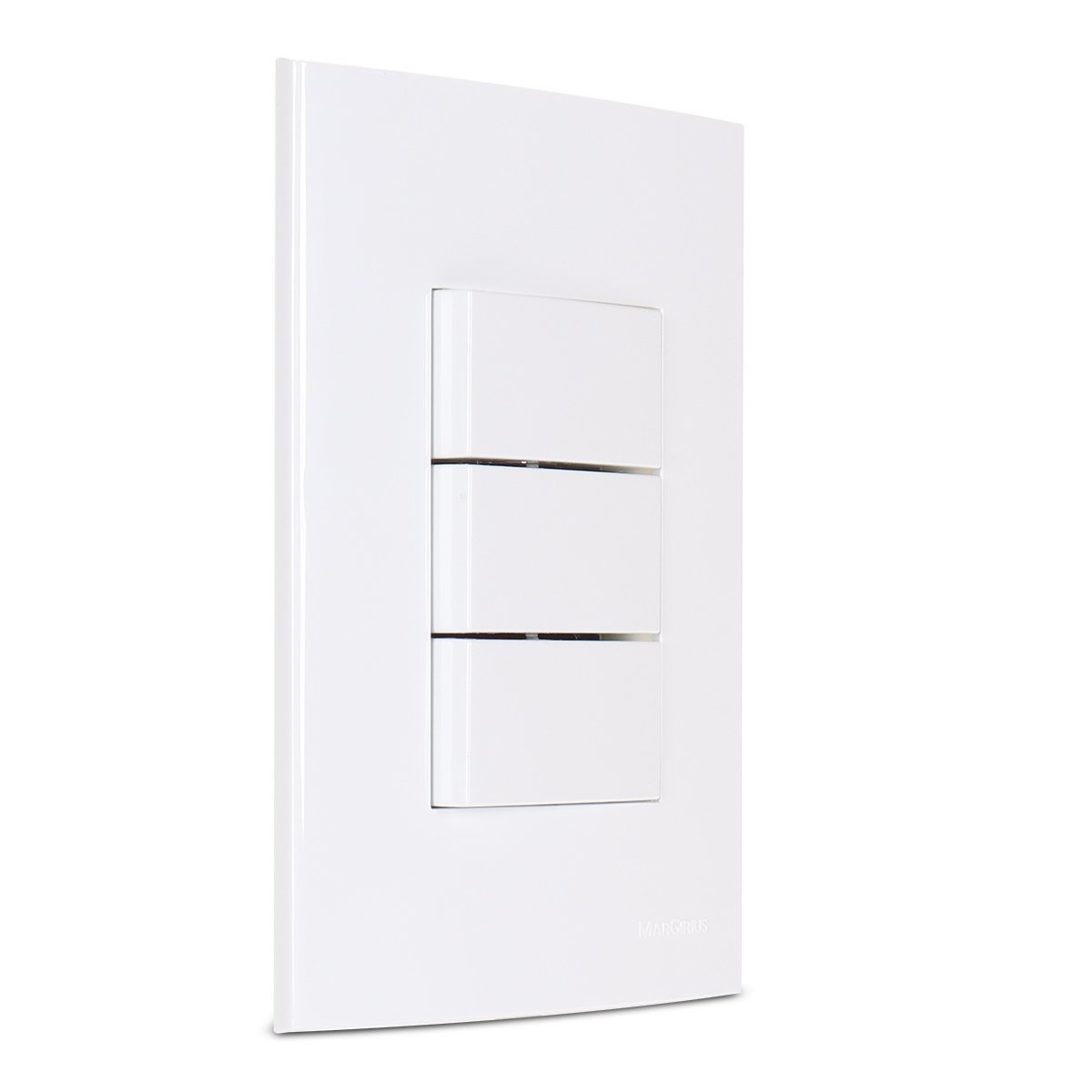 Interruptor Triplo Simples Modular Branco Sleek Margirius Cor:branco
