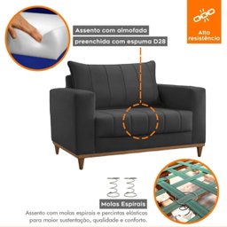 Poltrona para Sala de Estar Lion - Movenzo Estofados - 6