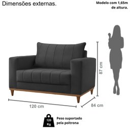 Poltrona para Sala de Estar Lion - Movenzo Estofados - 3