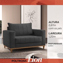 Poltrona para Sala de Estar Lion - Movenzo Estofados - 9