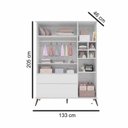 Ver imagem 4 de Roupeiro 3 Portas e Cômoda 3 Gavetas 100% MDF Melinda Branco