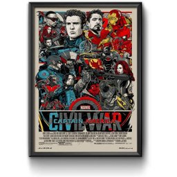 Quadros Poster Decorativo Moldura Madeira Pinos Com Vidro MARVEL GUERRA CIVIL 21cmX31cm - 2