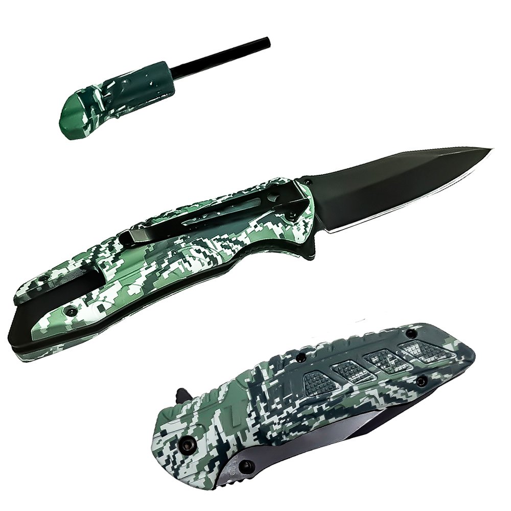 Canivete Tático Dobravel Squad Militar Camuflado + pederneira - 6