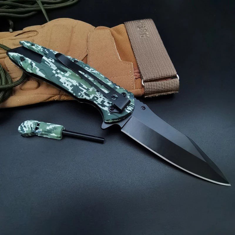 Canivete Tático Dobravel Squad Militar Camuflado + pederneira - 10