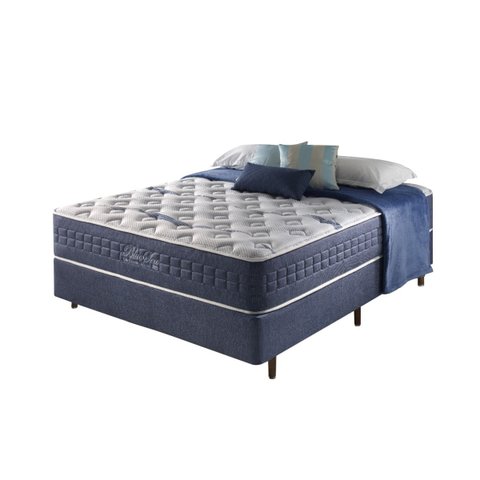 Conjunto Colchão + Box Casal Blue Sea com Molas Ensacadas e Espuma Visco Gel 138x188x68 – Anjos