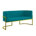 Ver imagem 1 de Sofá Namoradeira 2 Lugares Moderna Base Metal Gold – Balaqui Cor:azul Turquesa