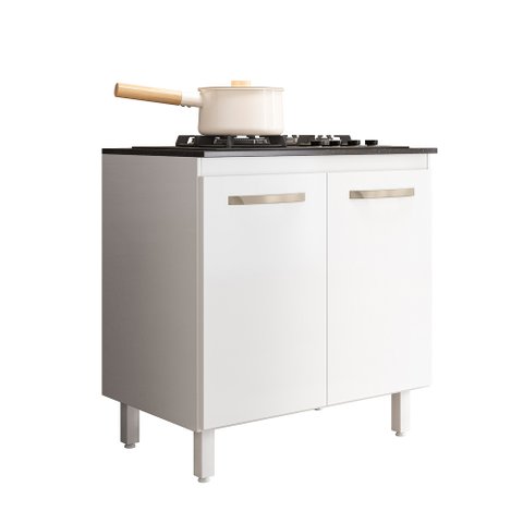 Balcão para Cooktop 4 e 5 Bocas 2 Portas 80cm:branco