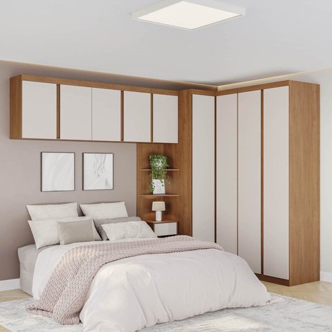 Guarda-Roupa Modulado 6 Peças 9 Portas Arani CabeCasa MadeiraOriginals Marrom/Cinamomo/Offwhite