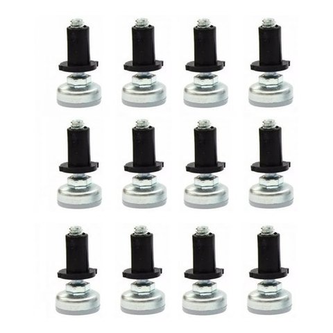 Kit 12 Pés Niveladores para Mesas Cadeiras Móveis Rosca 1/4 Metálicos