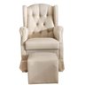 Poltrona de Amamentação com Balanço e Puff Livi em Tecido Sintético Bege - Larbelle - 2