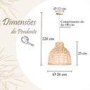 Ver imagem 6 de 3 Pendente em Fibra Natural Bambu Rustico Artesanal Boho Nat52