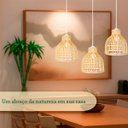 Ver imagem 4 de 3 Pendente em Fibra Natural Bambu Rustico Artesanal Boho Nat52