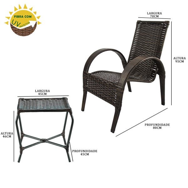 4 Cadeiras de Área com Mesa Napoly para Área Gourmet, Edícula, Jardim, Ferro e Fibra Pedra Ferro 15 - 2