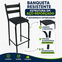 Ver imagem 2 de Banqueta Banco Alta Bar Bistrô Area Gourmet Cozinha Americana Balcão Bancada Preta