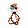 Mesa Mesinha Lateral Sala Redonda Decorativa com Vidro 50 Centímetros:branca/70 Centímetros - 1