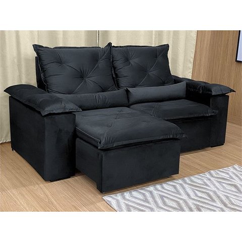 Sofá Retrátil Reclinável 2,30 M Preto 204 Athenas