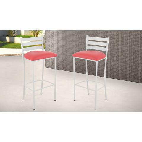 Kit 2 Banquetas com Encosto de 75cm:vermelho/branco