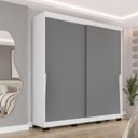 Ver imagem 2 de Roupeiro Porto 2 Portas de Correr 2 Gavetas 177x213cm Branco/Cinza 240826