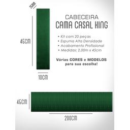 Kit 20 Cabeceiras Estofadas de Cama King Box Casal Modulada Autocolante 2,00mx45cm - 9