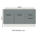 Ver imagem 4 de Balcão Gabinete de Pia Cozinha 150 Cm 2 Gavetas 2 Portas (com Tampo) Branco/cinza Agata Madesa