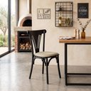 Ver imagem 4 de Cadeira Paris Estilo Industrial Luxo Decorativa para Mesa de Jantar Sala e Cozinha - Preto/Bege