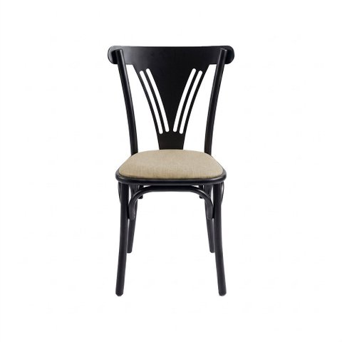 Cadeira Paris Estilo Industrial Luxo Decorativa para Mesa de Jantar Sala e Cozinha - Preto/Bege