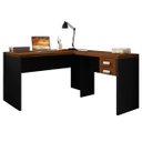 Ver imagem 1 de Mesa Canto com Gaveta Escritório Marrom Preto Studio Caemmun