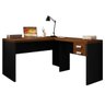 Mesa Canto com Gaveta Escritório Marrom Preto Studio Caemmun - 1