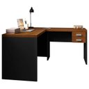 Ver imagem 4 de Mesa Canto com Gaveta Escritório Marrom Preto Studio Caemmun