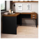 Ver imagem 3 de Mesa Canto com Gaveta Escritório Marrom Preto Studio Caemmun