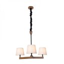 Ver imagem 1 de Lustre Yasmin 3 Cúpulas Algodão Cru Madeira Castanho Madelustre