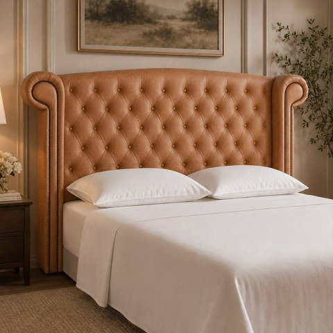 Cabeceira para Cama Box Queen 202cm Kendi Courino Caramelo - Sallar Home