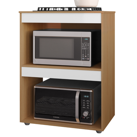 Balcao com Tampo para Forno e Cooktop 75 Cm Adriana Amendoa Branco Reajl