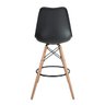 Banqueta Saarinen Preta - Base de Madeira Natural - 4