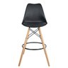 Banqueta Saarinen Preta - Base de Madeira Natural - 2
