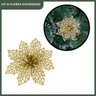 Kit C/6 Flor Dourado Enfeite Árvore de Natal Decoração Natalina Luxo - 4