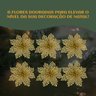 Kit C/6 Flor Dourado Enfeite Árvore de Natal Decoração Natalina Luxo - 2
