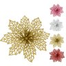 Kit C/6 Flor Dourado Enfeite Árvore de Natal Decoração Natalina Luxo - 1