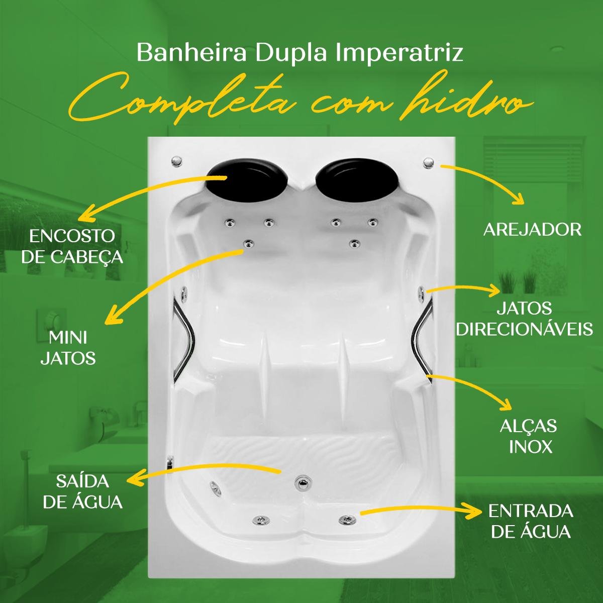 Banheira Dupla Imperatriz Completa com Hidro - 4