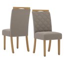 Ver mais imagens de Conjunto Sala de Jantar Mesa Canto Arredondado com Vidro 6 Cadeiras Yara Marrom/Nature/Off White/Amêndoa