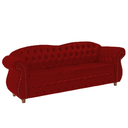 Ver imagem 1 de Sofá Chesterfield Merlo 3 lugares 2,30 - Veludo Vermelho / Decoração, recepção, Barbearia, sala tv e