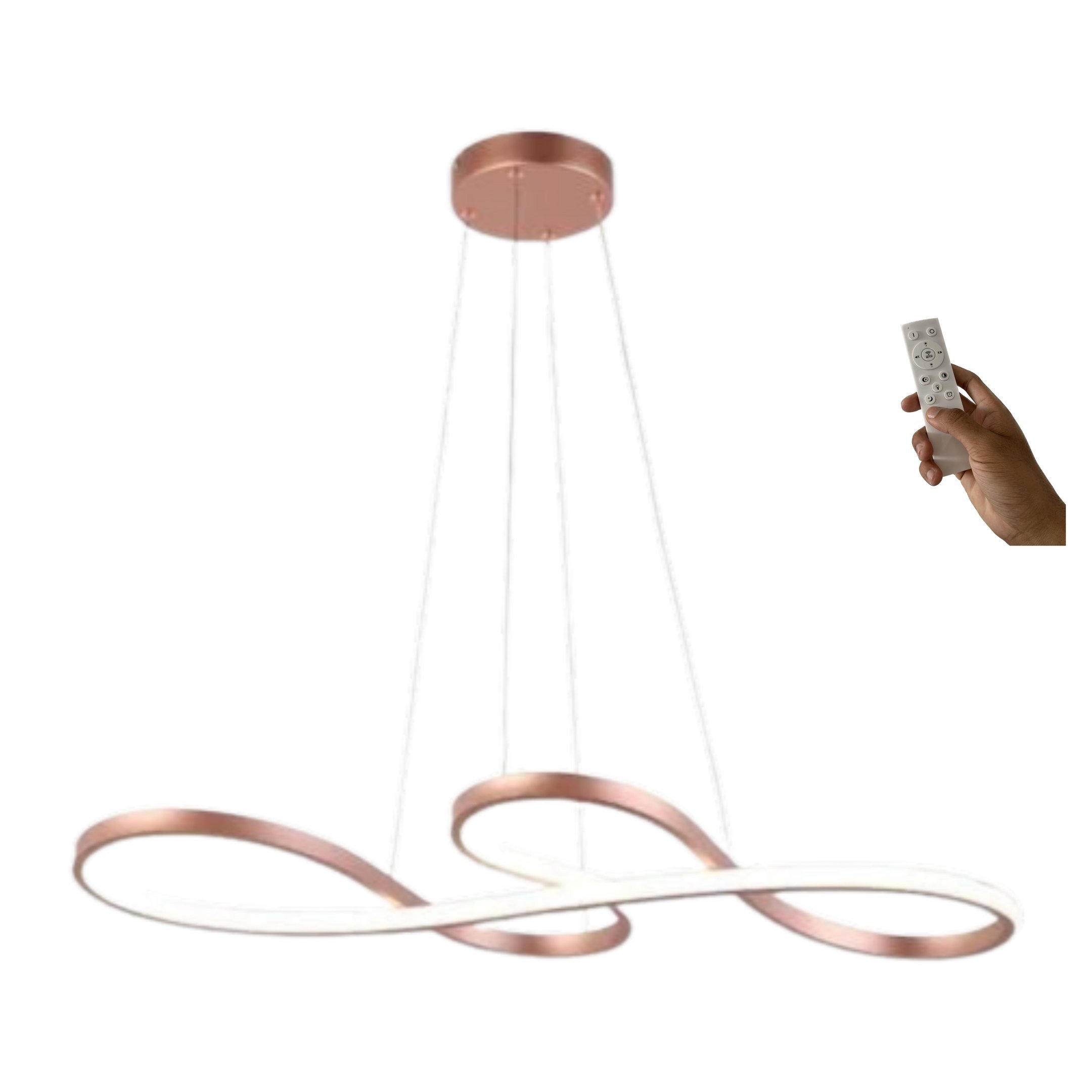 Lustre Led Unlimited Moderno 45w 75cm Rose C/ Controle