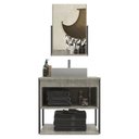 Ver imagem 3 de Conjunto para Banheiro Medelin Balcão com Espelheira 60 Cm - Concreto Grafite Concreto Grafite