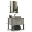 Ver imagem 2 de Conjunto para Banheiro Medelin Balcão com Espelheira 60 Cm - Concreto Grafite Concreto Grafite