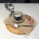 Ver imagem 3 de Açucareiro de Mesa Todo de Inox 250g Acompanha Colher Lyr Porta Açucar Servir Chá Café Casa