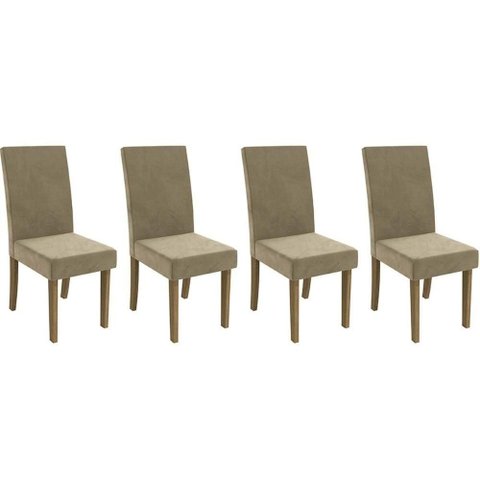 Cadeira de Cozinha 2cad131fr Kit 4 Un Freijó Suede Deluxe Bege